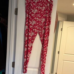 LulaRoe Pink and White Floral Leggings